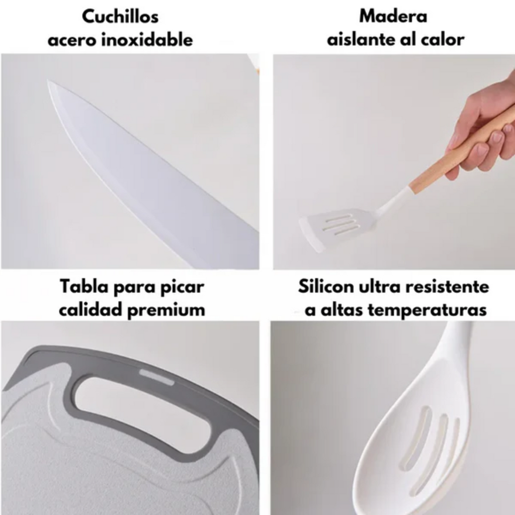 Set cucharones y accesorios cocina 19pz